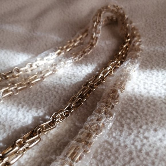 Maja Red Chevron Purse with Double Gold Chain - Picture 6 of 17